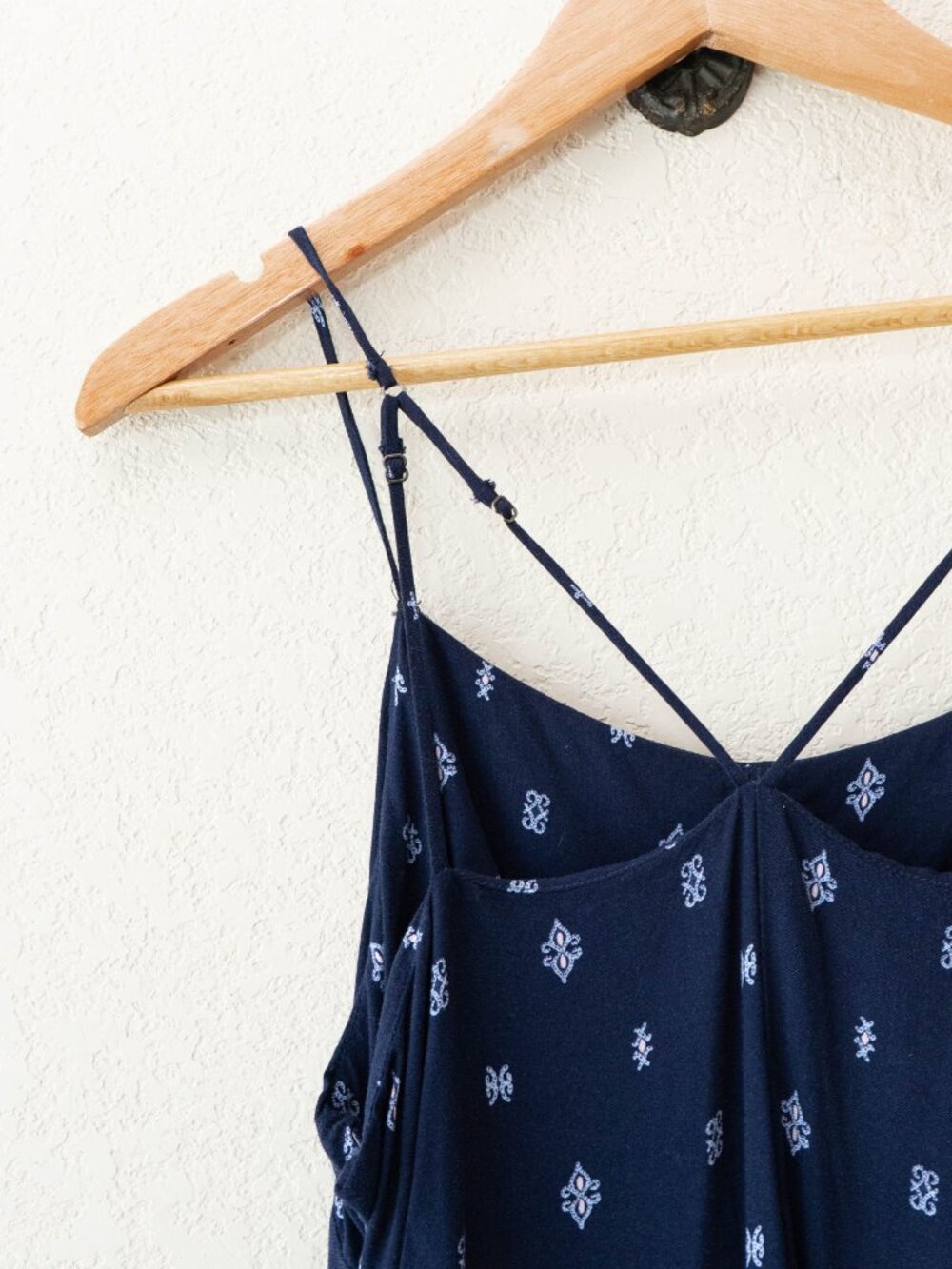 Eyeshadow Wide Leg Jumpsuit XL Blue Boho Print Strappy Back Pockets Flowy Summer - Picture 9 of 12